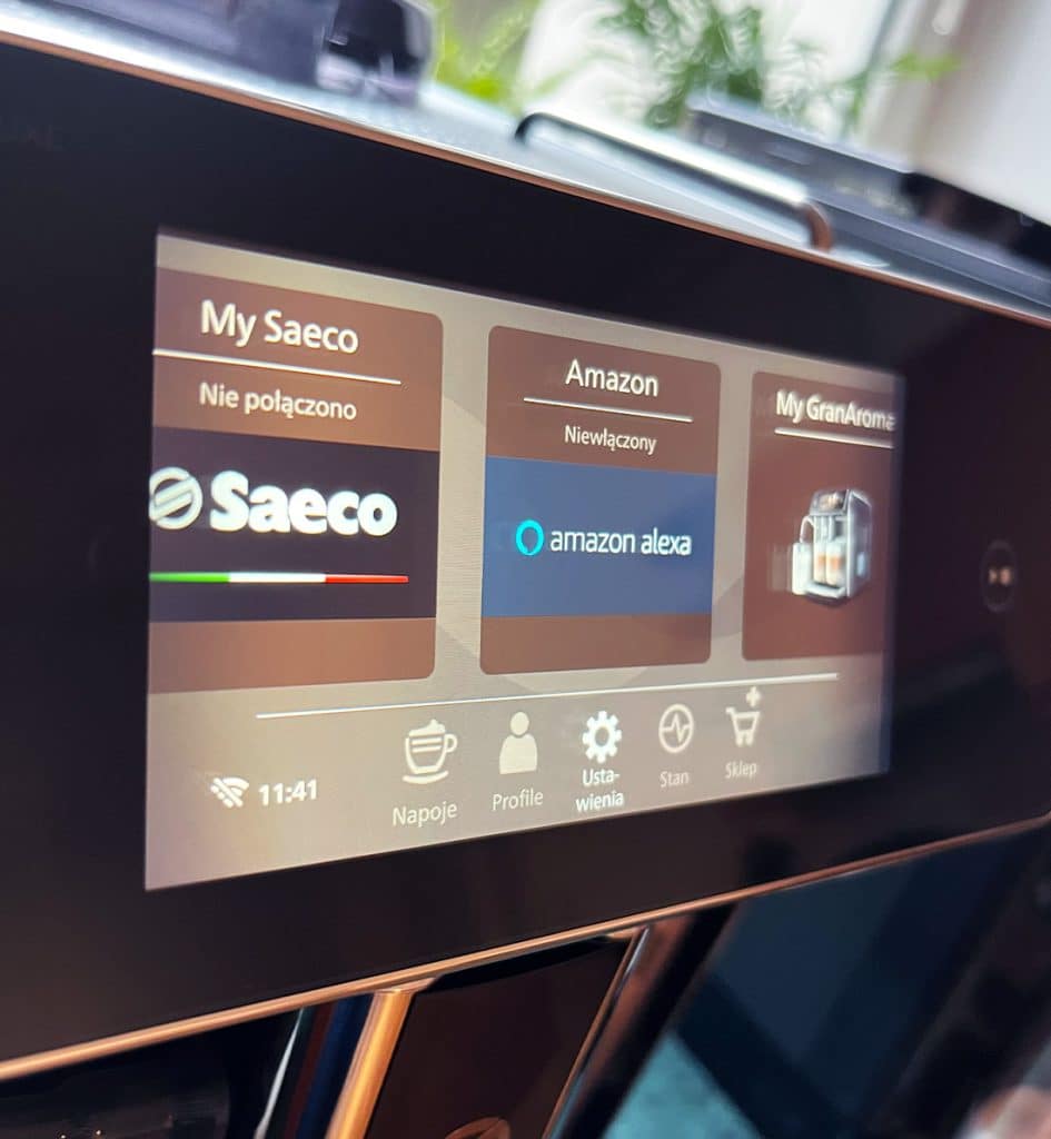 Ekran ekspresu do kawy  Saeco GranAroma Deluxe SM6680/00 z opcjami dostępnymi przez wifi - zdjęcie.