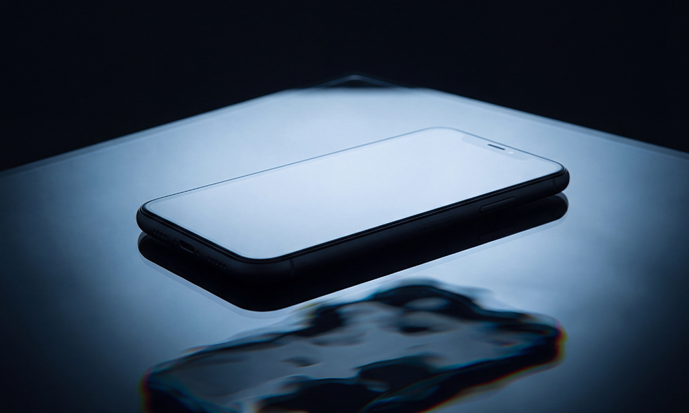Koncept iPhone 18 leżący na blacie - zdjęcie