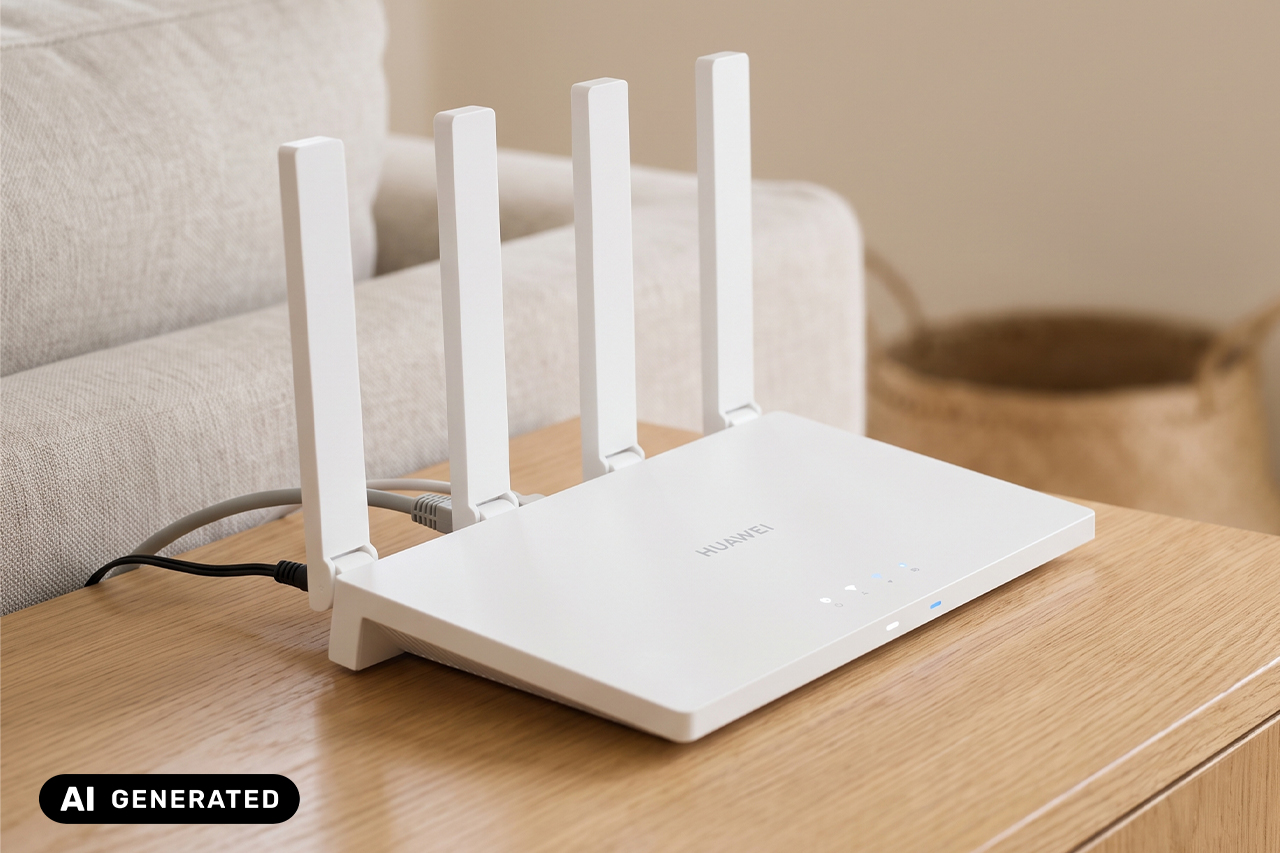 Router Huawei w salonie - zdjęcie AI
